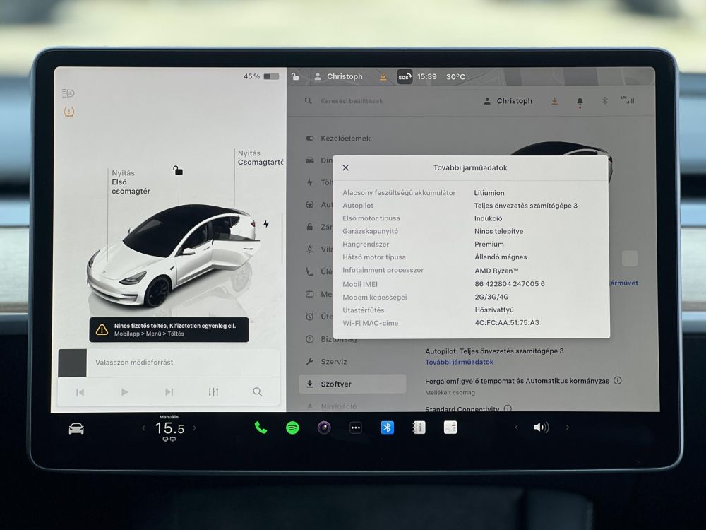TESLA MODEL 3 Performance AWD (Automata) 76e km. AMD Ryzen. mátrix LED. hőszivattyú. garanciális. megkímélt állapot!