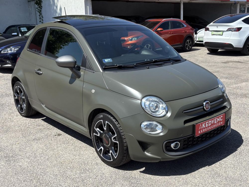 FIAT 500 1.2 8V Lounge Dualogic M.o.-i. Klíma Tempomat Bluetooth 42e km! Military green Edition!