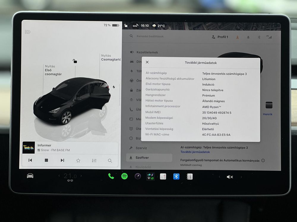 TESLA MODEL Y Long Range AWD (Automata) 94e km. 510km hatótáv. RYZEN proci. 2031-ig garancia!