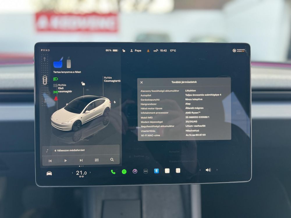 TESLA MODEL 3 RWD Premium (Automata) Ülésszellőztetés. hátsó kijelző. 2031-ig garancia!