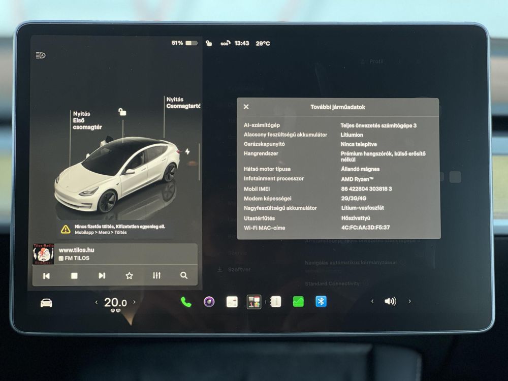 TESLA MODEL 3 Standard Range Plus Aut LFP akku. AMD Ryzen. hőszivattyú. 2030-ig garanciális!