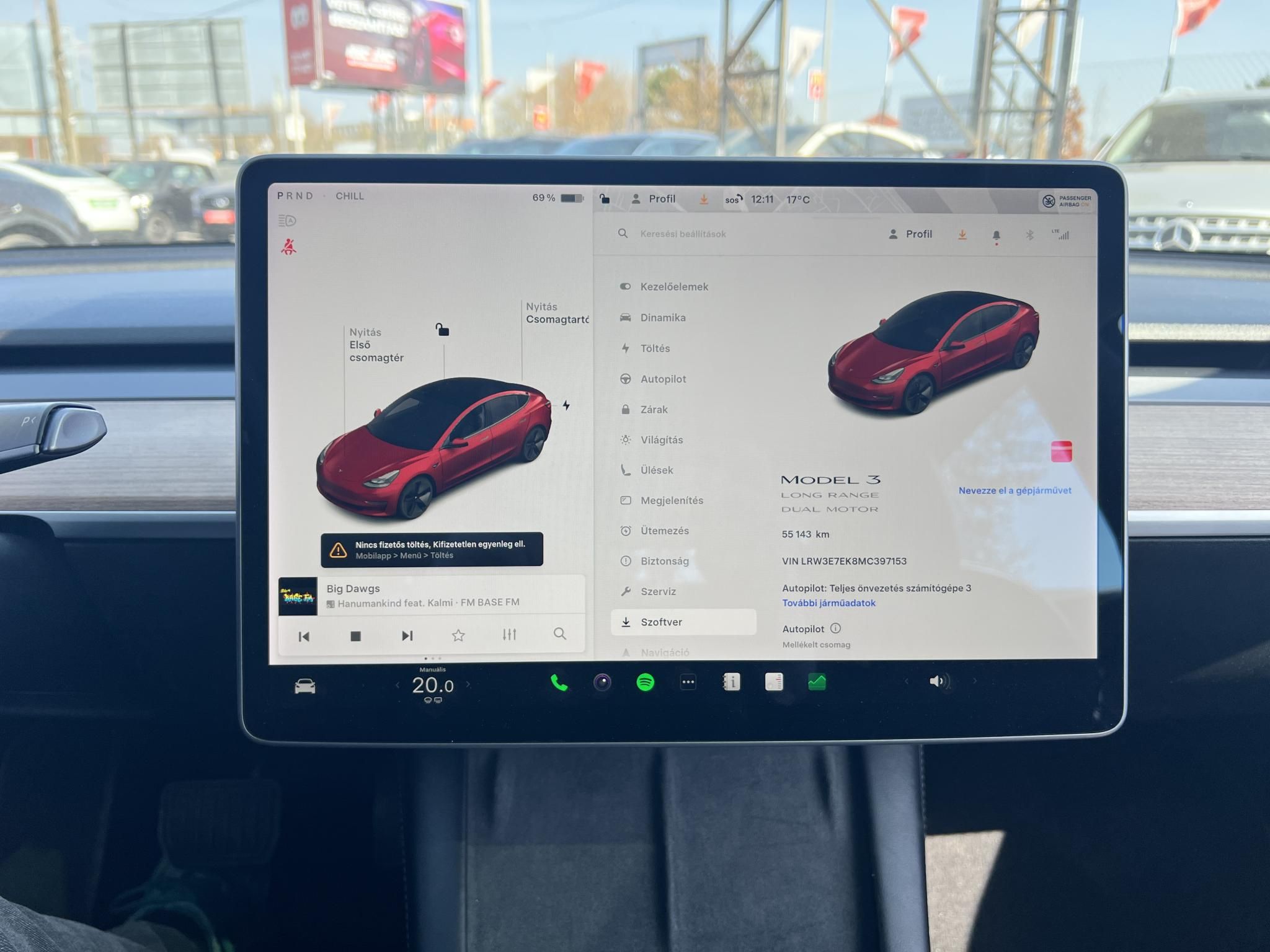 TESLA MODEL 3 Long Range AWD (Automata) 54e km. mátrix LED. hőszivattyú. premium hifi. gyönyörű állapot!