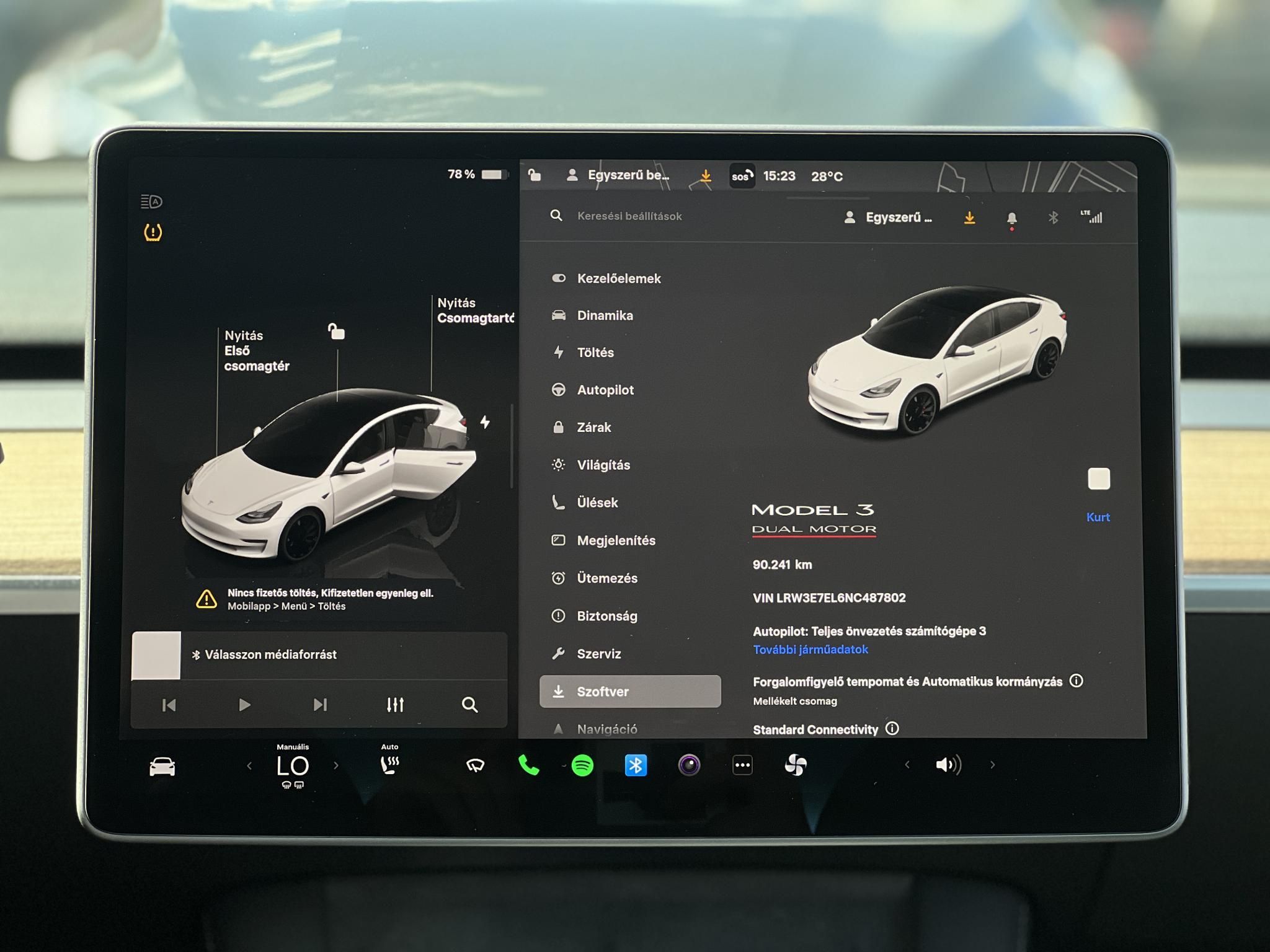 TESLA MODEL 3 Performance AWD (Automata) 90e km. AMD Ryzen. mátrix LED. hőszivattyú. 2 töltőkábel. megkímélt állapot!